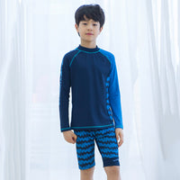 Load image into Gallery viewer, 2 Pieces Set Kid Big Kid Boys Beach Letters Color-blocking Print Tops And Shorts Swimwears Wholesale 220429183
