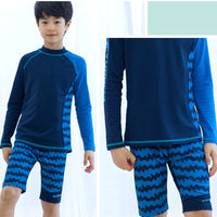 Load image into Gallery viewer, 2 Pieces Set Kid Big Kid Boys Beach Letters Color-blocking Print Tops And Shorts Swimwears Wholesale 220429183
