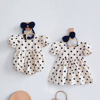 Load image into Gallery viewer, Baby Kid Girls Polka dots Print Rompers And Dresses Wholesale 220429185
