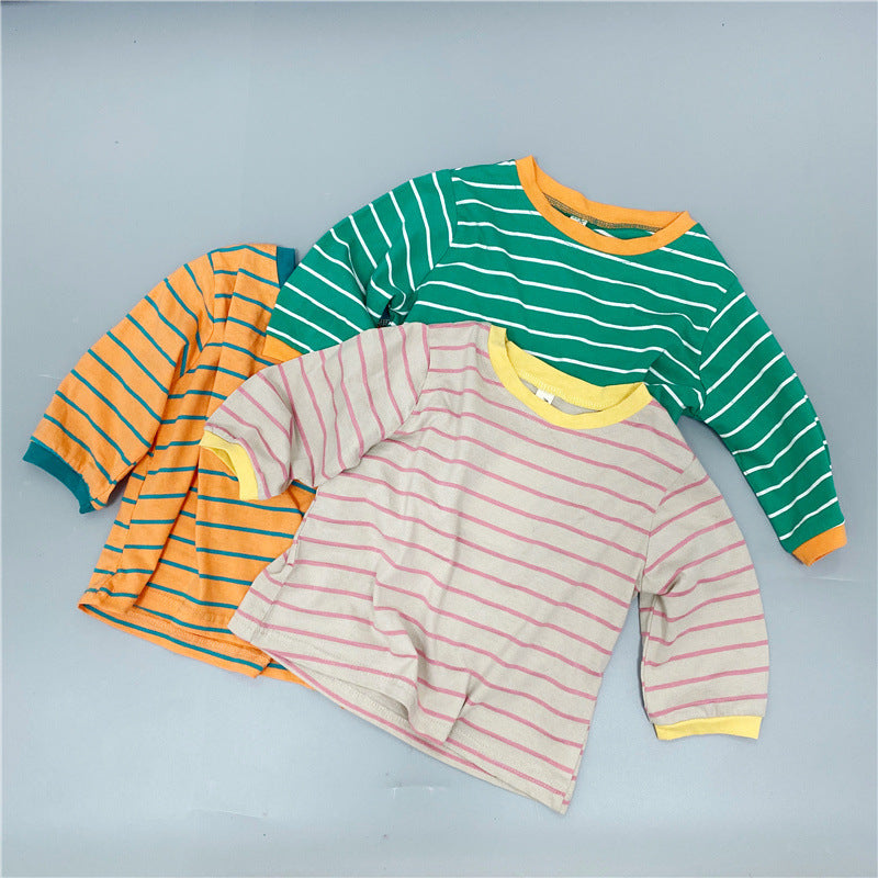 Baby Kid Unisex Striped Color-blocking Tops Wholesale 220429189