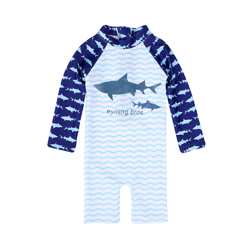 Baby Kid Boys Letters Color-blocking Cartoon Print Beach Jumpsuits Swimwears Wholesale 22042919