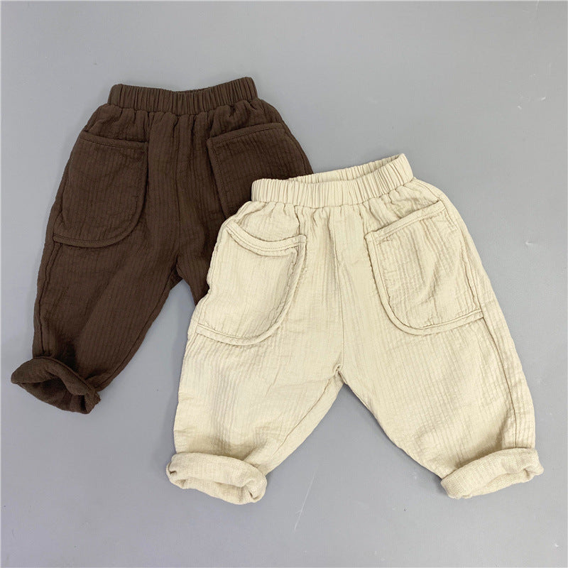 Baby Kid Unisex Solid Color Striped Pants Wholesale 220429203