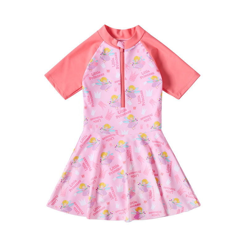 Baby Kid Big Kid Girls Letters Color-blocking Cartoon Print Beach Swimwears Dresses Wholesale 220429243