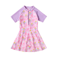 Load image into Gallery viewer, Baby Kid Big Kid Girls Letters Color-blocking Cartoon Print Beach Swimwears Dresses Wholesale 220429243
