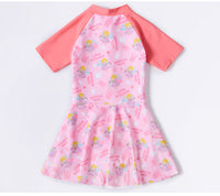 Load image into Gallery viewer, Baby Kid Big Kid Girls Letters Color-blocking Cartoon Print Beach Swimwears Dresses Wholesale 220429243
