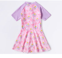 Load image into Gallery viewer, Baby Kid Big Kid Girls Letters Color-blocking Cartoon Print Beach Swimwears Dresses Wholesale 220429243
