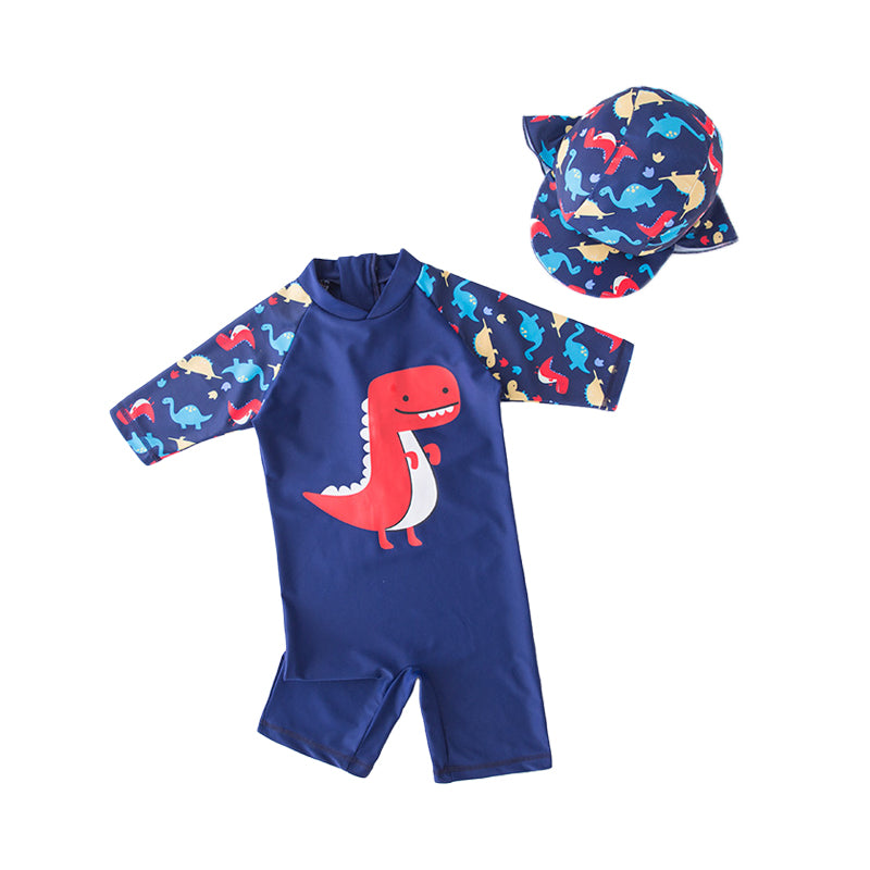 Baby Kid Boys Dinosaur Cartoon Print Swimwears Wholesale 22042928