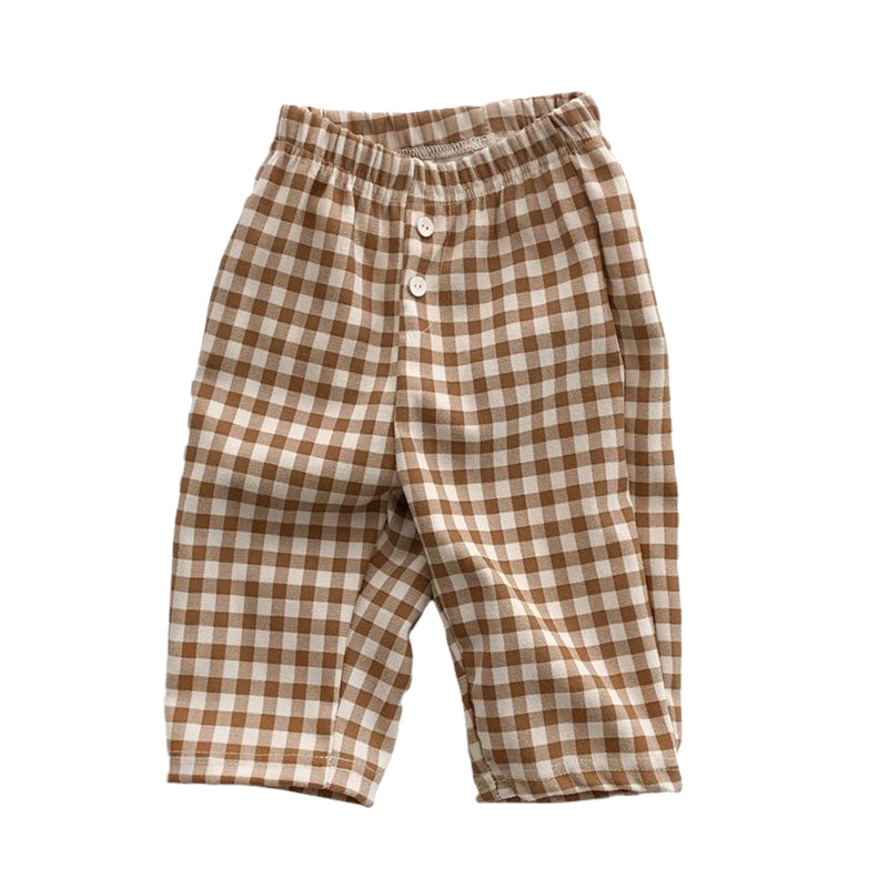 Baby Girls Boys Checked Pants Wholesale 220429282