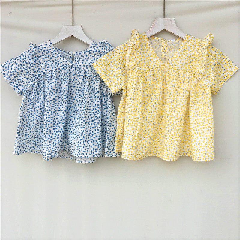 Baby Kid Girls Polka dots Print Tops Wholesale 22042930