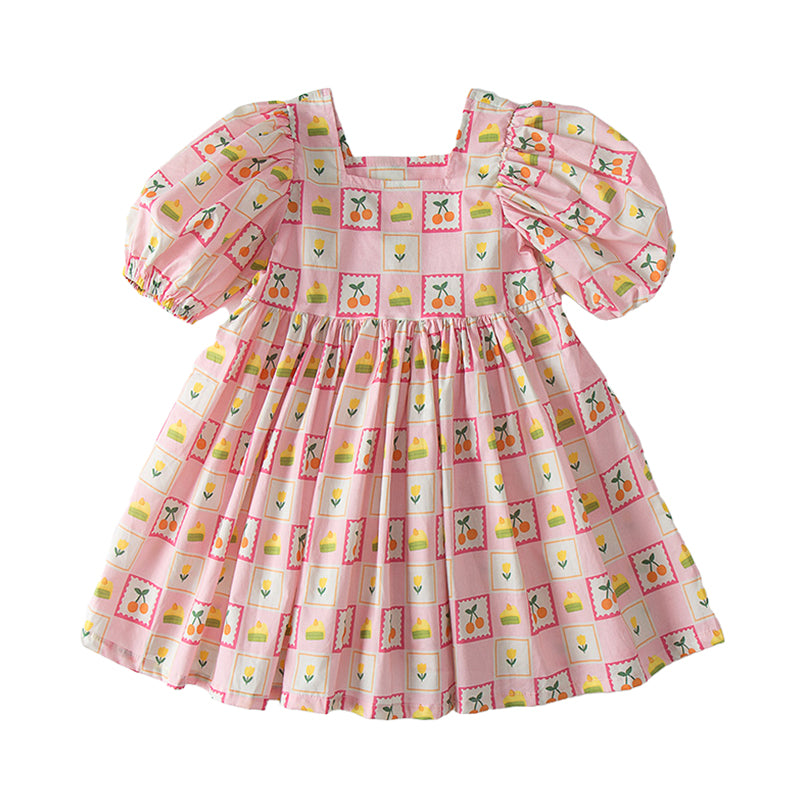 Baby Kid Girls Fruit Cartoon Print Dresses Wholesale 220429316
