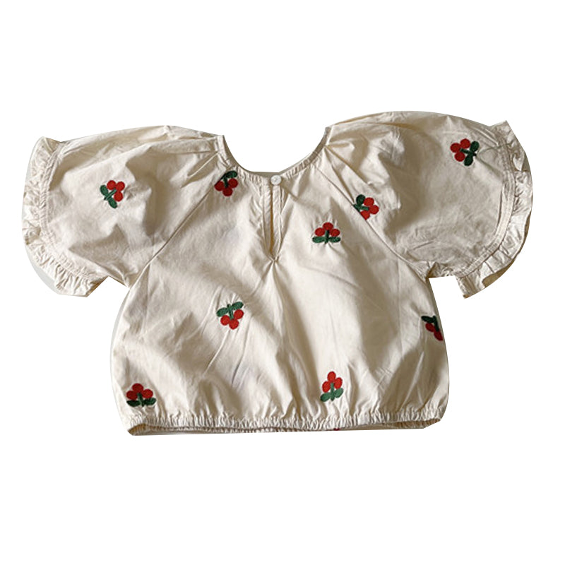 Baby Kid Girls Fruit Embroidered Tops Wholesale 220429336