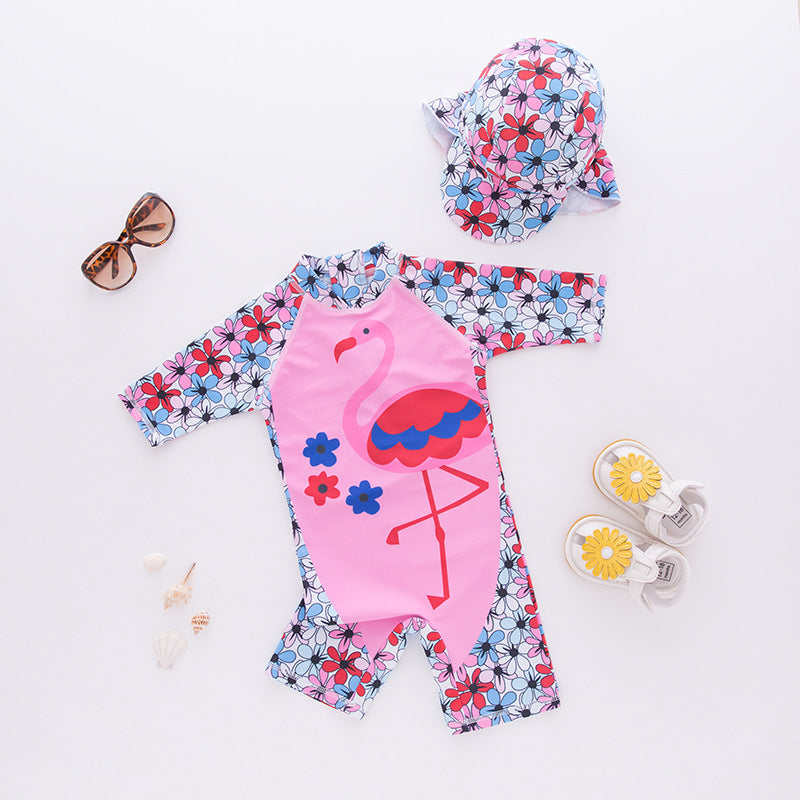 Baby Kid Girls Flower Print Beach Swimwears Wholesale 22042934