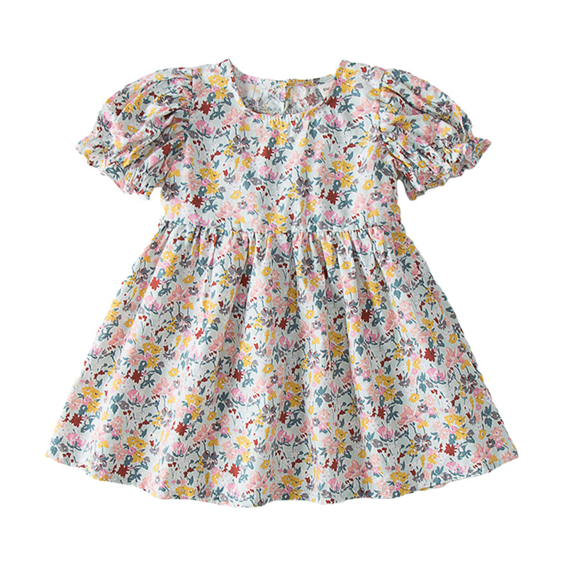 Baby Kid Girls Flower Print Dresses Wholesale 220429444