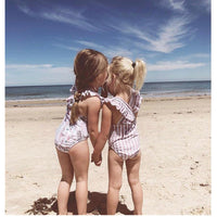 Load image into Gallery viewer, Girls Striped Fruit Checked Print Beach Swimwears Wholesale 22042948
