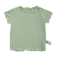 Load image into Gallery viewer, Baby Girls Solid Color Muslin&amp;Ribbed Tops Wholesale 220429488
