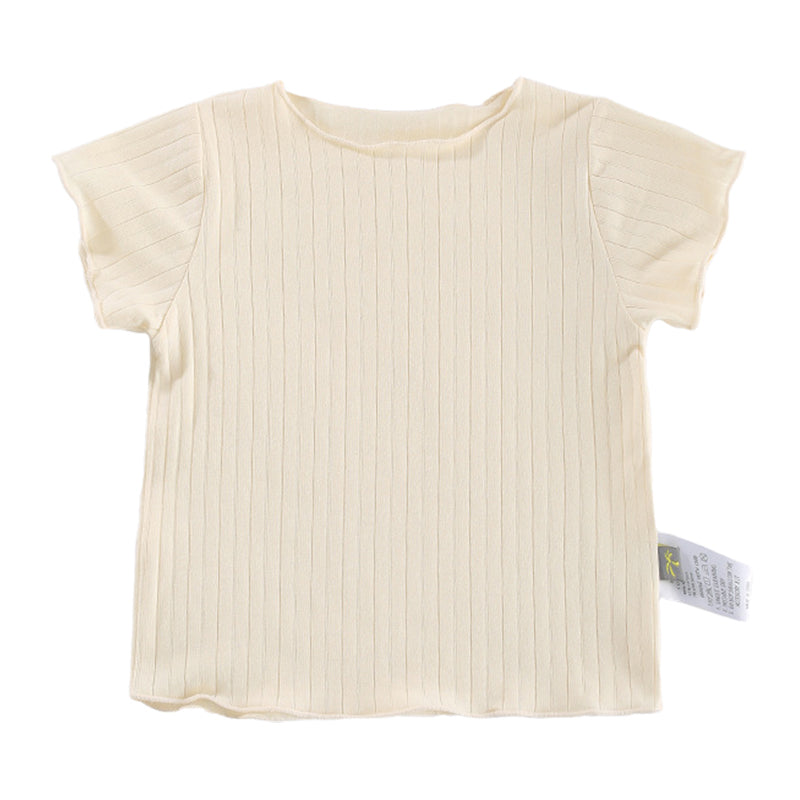 Baby Girls Solid Color Muslin&Ribbed Tops Wholesale 220429488