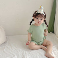 Load image into Gallery viewer, Baby Girls Solid Color Muslin&amp;Ribbed Tops Wholesale 220429488
