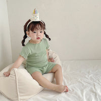 Load image into Gallery viewer, Baby Girls Solid Color Muslin&amp;Ribbed Tops Wholesale 220429488

