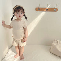 Load image into Gallery viewer, Baby Girls Solid Color Muslin&amp;Ribbed Tops Wholesale 220429488
