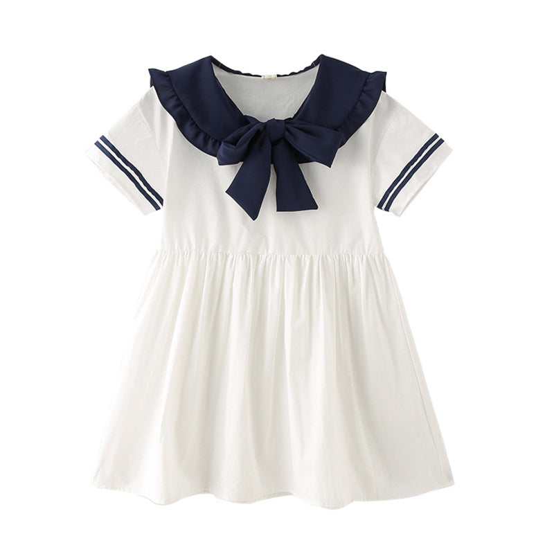 Kid Big Kid Girls Solid Color Bow Dresses Wholesale 22042968