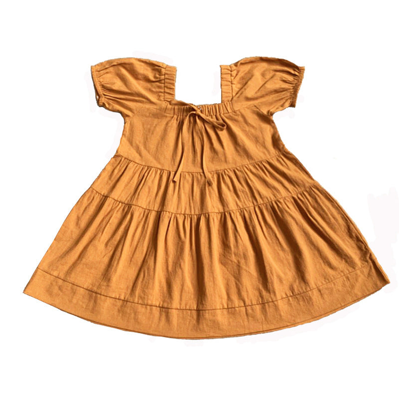 Kid Big Kid Girls Solid Color Dresses Wholesale 22042971