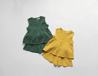 Load image into Gallery viewer, 2 Pieces Set Baby Kid Girls Solid Color Tops And Shorts Wholesale 22042997
