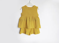 Load image into Gallery viewer, 2 Pieces Set Baby Kid Girls Solid Color Tops And Shorts Wholesale 22042997
