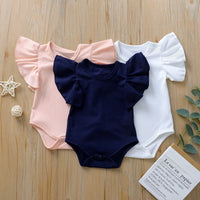 Load image into Gallery viewer, Baby Girls Solid Color Muslin&amp;Ribbed Rompers Wholesale 22050506
