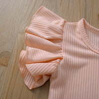 Load image into Gallery viewer, Baby Girls Solid Color Muslin&amp;Ribbed Rompers Wholesale 22050506
