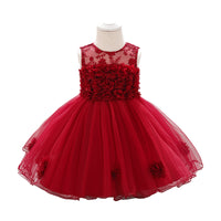 Load image into Gallery viewer, Baby Girls Solid Color Flower Embroidered Birthday Party Dresses Wholesale 22050507
