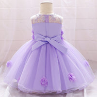 Load image into Gallery viewer, Baby Girls Solid Color Flower Embroidered Birthday Party Dresses Wholesale 22050507
