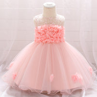 Load image into Gallery viewer, Baby Girls Solid Color Flower Embroidered Birthday Party Dresses Wholesale 22050507
