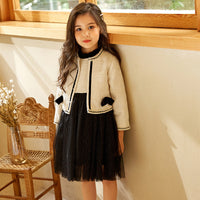 Load image into Gallery viewer, 2 Pieces Set Baby Kid Big Kid Girls Color-blocking Dresses And Bow Jackets Outwears Wholesale 22050510
