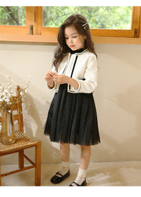 Load image into Gallery viewer, 2 Pieces Set Baby Kid Big Kid Girls Color-blocking Dresses And Bow Jackets Outwears Wholesale 22050510
