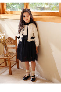 Load image into Gallery viewer, 2 Pieces Set Baby Kid Big Kid Girls Color-blocking Dresses And Bow Jackets Outwears Wholesale 22050510
