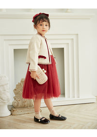 Load image into Gallery viewer, 2 Pieces Set Baby Kid Big Kid Girls Color-blocking Dresses And Bow Jackets Outwears Wholesale 22050510
