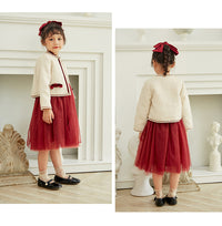 Load image into Gallery viewer, 2 Pieces Set Baby Kid Big Kid Girls Color-blocking Dresses And Bow Jackets Outwears Wholesale 22050510
