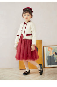 Load image into Gallery viewer, 2 Pieces Set Baby Kid Big Kid Girls Color-blocking Dresses And Bow Jackets Outwears Wholesale 22050510

