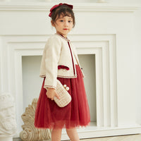 Load image into Gallery viewer, 2 Pieces Set Baby Kid Big Kid Girls Color-blocking Dresses And Bow Jackets Outwears Wholesale 22050510
