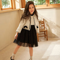 Load image into Gallery viewer, 2 Pieces Set Baby Kid Big Kid Girls Color-blocking Dresses And Bow Jackets Outwears Wholesale 22050510
