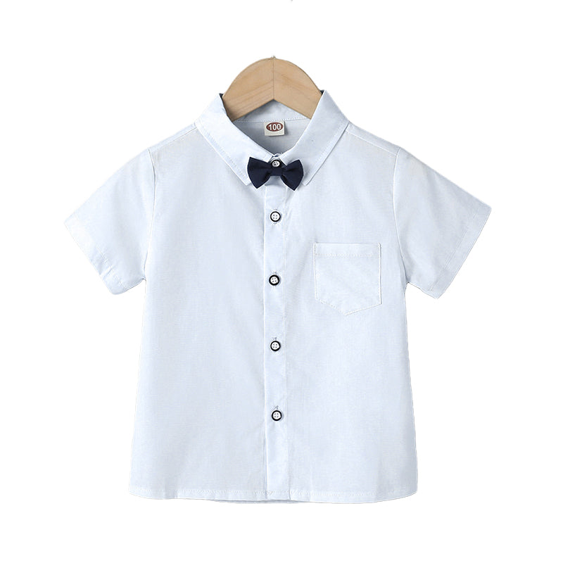 Baby Kid Boys Solid Color Bow Shirts Wholesale 220505118