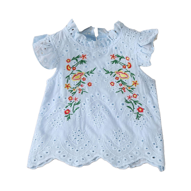 Baby Kid Girls Flower Embroidered Tank Tops Wholesale 22050514
