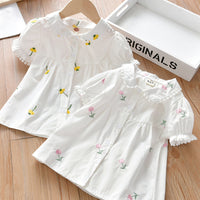 Load image into Gallery viewer, Kid Girls Flower Embroidered Blouses Wholesale 220505140
