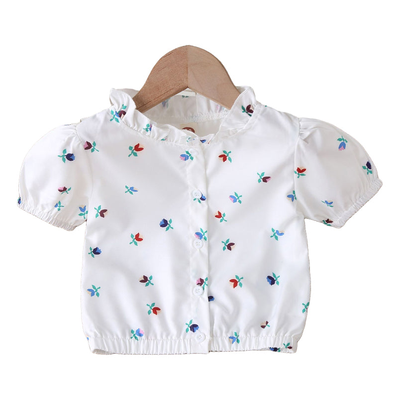 Baby Kid Girls Flower Print Tops Wholesale 22050515