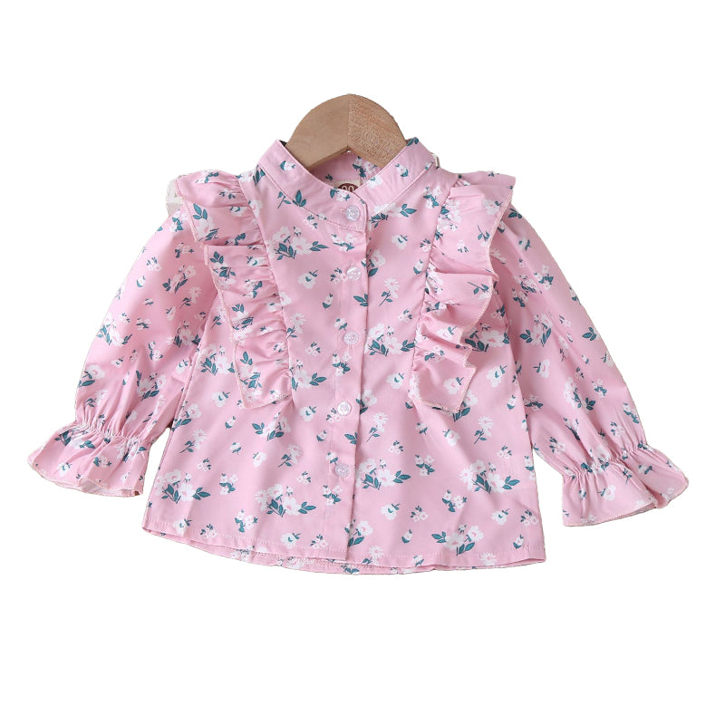 Baby Kid Girls Flower Print Blouses Wholesale 22050517