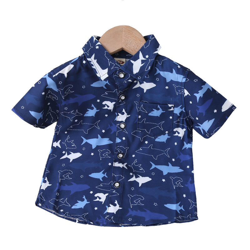 Baby Kid Boys Animals Star Print Shirts Wholesale 22050519