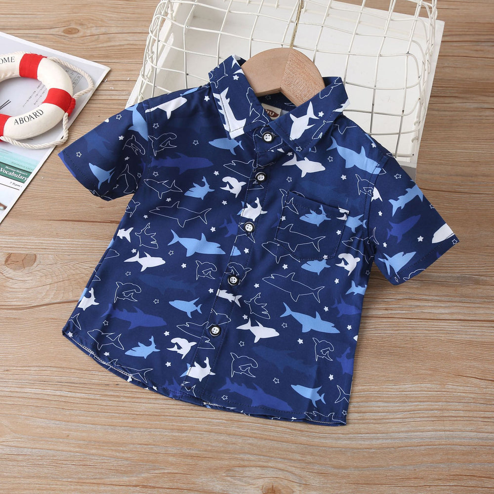 Baby Kid Boys Animals Star Print Shirts Wholesale 22050519