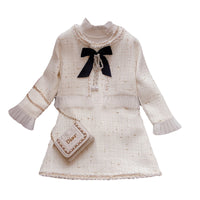 Load image into Gallery viewer, 2 Pieces Set Kid Big Kid Girls Birthday Party Bow Dresses And Color-blocking Jackets Outwears Wholesale 220505200
