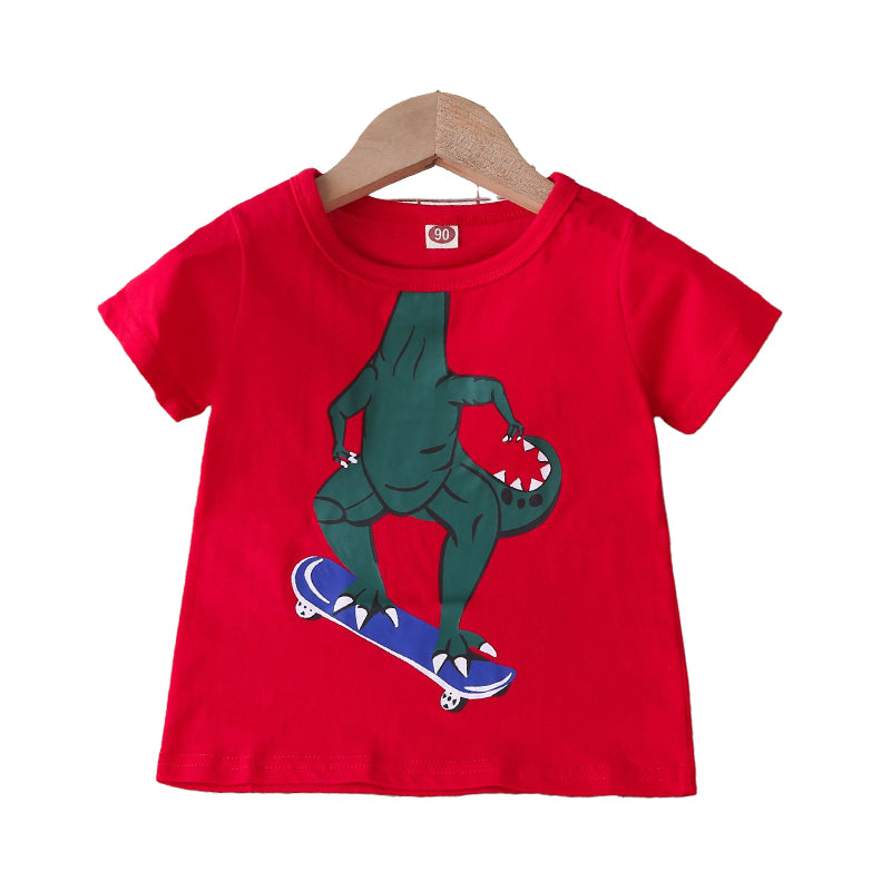 Baby Kid Unisex Dinosaur Cartoon Print T-Shirts Wholesale 22050521