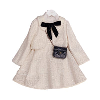 Load image into Gallery viewer, 2 Pieces Set Kid Big Kid Girls Solid Color Dresses And Bow Jackets Outwears Wholesale 220505212

